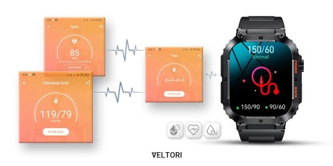 Smartwatch VELTORI VT200-1 Czarny Pasek Silikonowy VELTORI