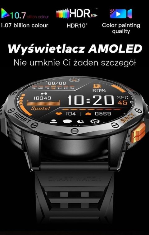 Smartwatch Męski GRAVITY GPS GT24-1 Czarny Pasek Silikonowy + Granatowy Pasek Silikonowy Gravity