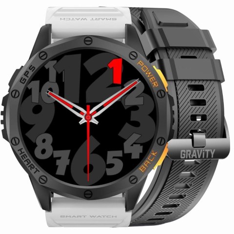 Smartwatch Męski GRAVITY GPS GT24-2 Czarny Pasek Silikonowy + Biały Pasek Silikonowy Gravity