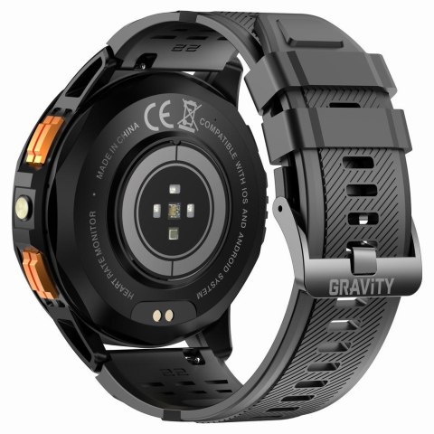 Smartwatch Męski GRAVITY GPS GT24-2 Czarny Pasek Silikonowy + Biały Pasek Silikonowy Gravity