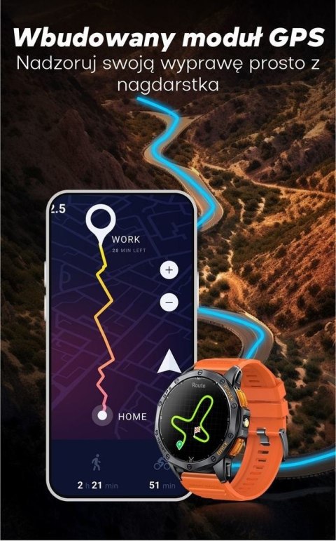 Smartwatch Męski GRAVITY GPS GT24-2 Czarny Pasek Silikonowy + Biały Pasek Silikonowy Gravity