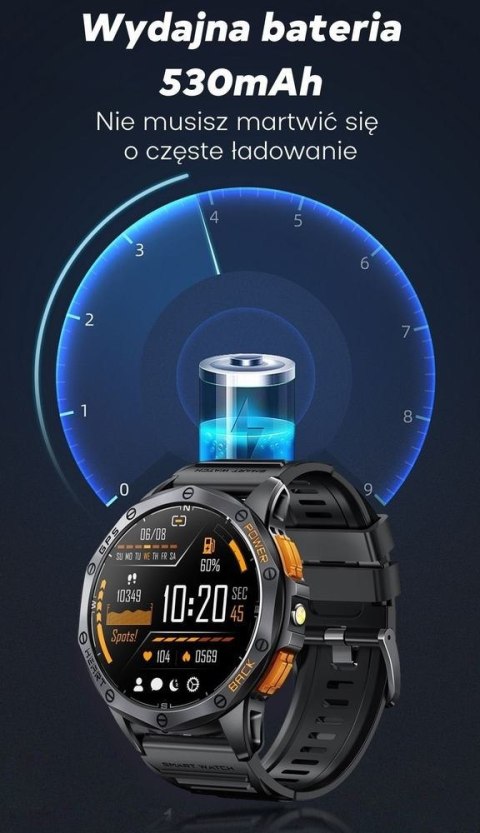 Smartwatch Męski GRAVITY GPS GT24-2 Czarny Pasek Silikonowy + Biały Pasek Silikonowy Gravity