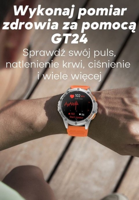 Smartwatch Męski GRAVITY GPS GT24-2 Czarny Pasek Silikonowy + Biały Pasek Silikonowy Gravity