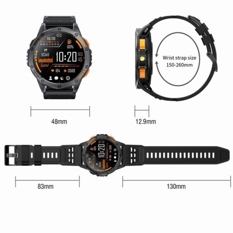Smartwatch Męski GRAVITY GPS GT24-2 Czarny Pasek Silikonowy + Biały Pasek Silikonowy Gravity