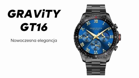 Smartwatch Męski GRAVITY GT16-2 Black / Czarna Bransoleta Gravity