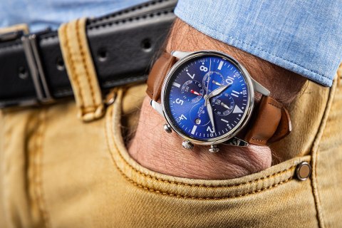 Zegarek Męski Giewont Chronograph Sapphire Brązowo Niebieski GW5630-A6 Giewont