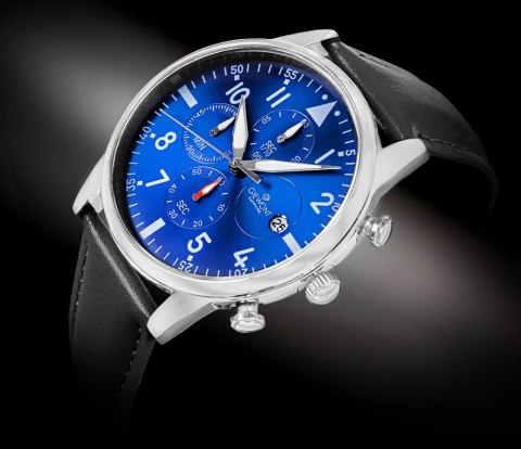 Zegarek Męski Giewont Chronograph Sapphire Czarno Niebieski GW5630-A3 Giewont