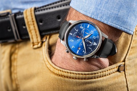 Zegarek Męski Giewont Chronograph Sapphire Czarno Niebieski GW5630-A3 Giewont