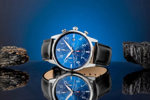 Zegarek Męski Giewont Chronograph Sapphire Czarno Niebieski GW5630-A3 Giewont