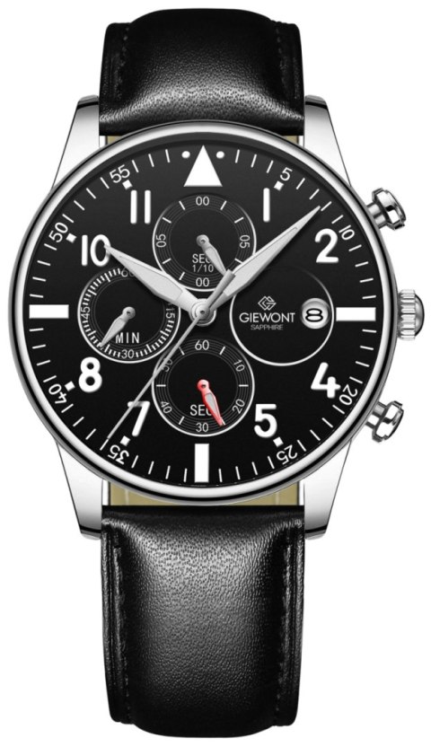 Zegarek Męski Giewont Chronograph Sapphire Czarno Srebrny GW5630-A2 Giewont