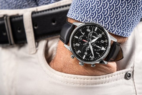 Zegarek Męski Giewont Chronograph Sapphire Czarno Srebrny GW5630-A2 Giewont