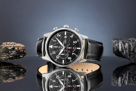 Zegarek Męski Giewont Chronograph Sapphire Czarno Srebrny GW5630-A2 Giewont