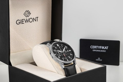 Zegarek Męski Giewont Chronograph Sapphire Czarno Srebrny GW5630-A2 Giewont