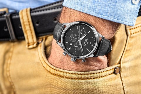 Zegarek Męski Giewont Chronograph Sapphire Czarno Srebrny GW6310-A2 Giewont