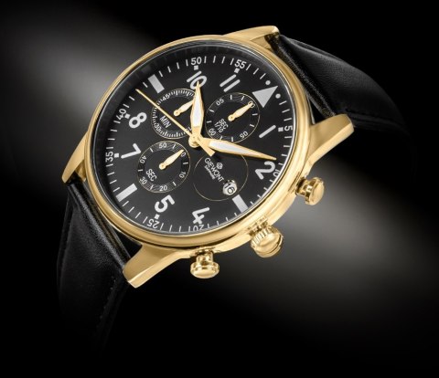 Zegarek Męski Giewont Chronograph Sapphire Czarno Złoty GW5630-A4 Giewont