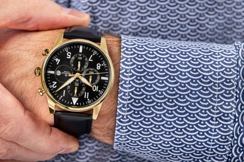 Zegarek Męski Giewont Chronograph Sapphire Czarno Złoty GW5630-A4 Giewont