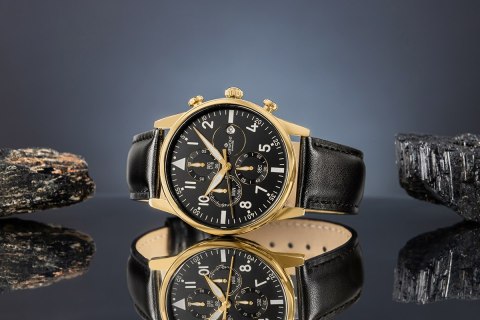Zegarek Męski Giewont Chronograph Sapphire Czarno Złoty GW5630-A4 Giewont
