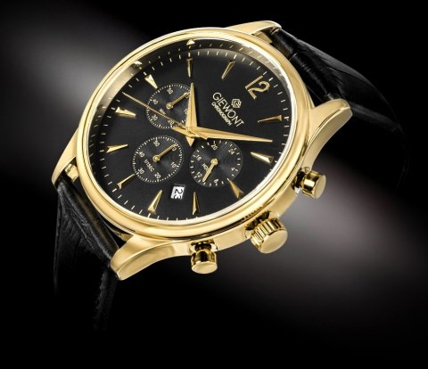 Zegarek Męski Giewont Chronograph Sapphire Czarno Złoty GW6310-A4 Giewont