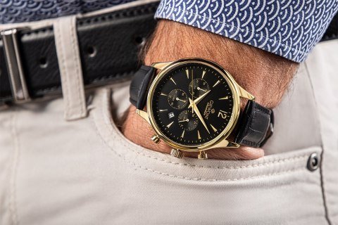 Zegarek Męski Giewont Chronograph Sapphire Czarno Złoty GW6310-A4 Giewont