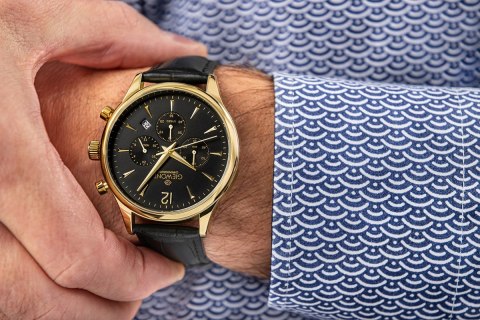 Zegarek Męski Giewont Chronograph Sapphire Czarno Złoty GW6310-A4 Giewont