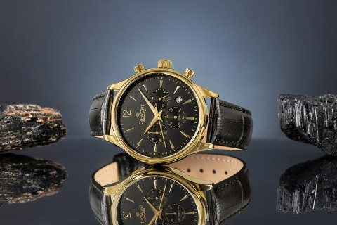 Zegarek Męski Giewont Chronograph Sapphire Czarno Złoty GW6310-A4 Giewont