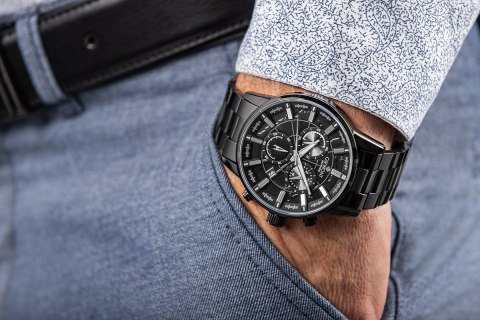 Zegarek Męski Giewont Chronograph Sapphire Czarny GW4580-B1 Giewont