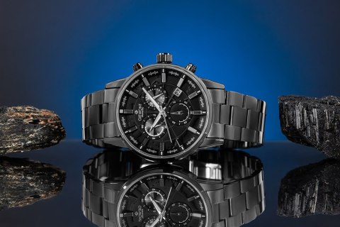 Zegarek Męski Giewont Chronograph Sapphire Czarny GW4580-B1 Giewont
