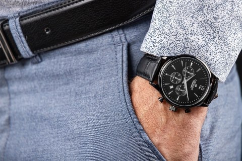 Zegarek Męski Giewont Chronograph Sapphire Czarny GW6310-A1 Giewont