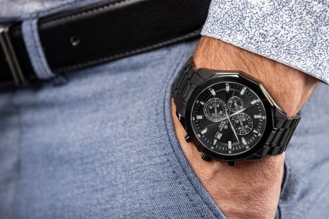 Zegarek Męski Giewont Chronograph Sapphire Czarny GW7290-B1 Giewont