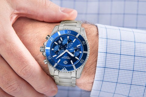 Zegarek Męski Giewont Chronograph Sapphire Srebrno Niebieski GW3970-B3 Giewont