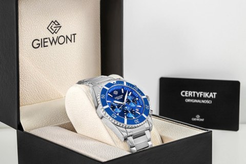 Zegarek Męski Giewont Chronograph Sapphire Srebrno Niebieski GW3970-B3 Giewont