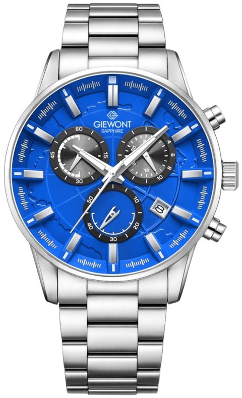 Zegarek Męski Giewont Chronograph Sapphire Srebrno Niebieski GW4580-B3 Giewont