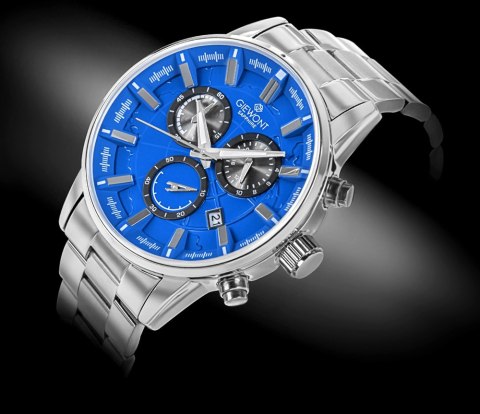 Zegarek Męski Giewont Chronograph Sapphire Srebrno Niebieski GW4580-B3 Giewont