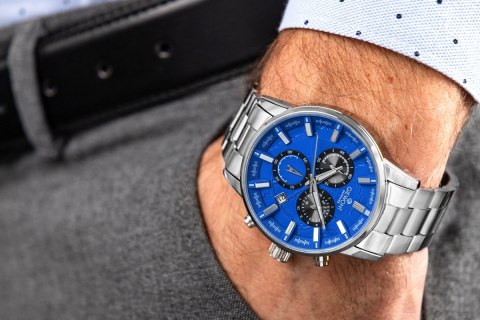 Zegarek Męski Giewont Chronograph Sapphire Srebrno Niebieski GW4580-B3 Giewont