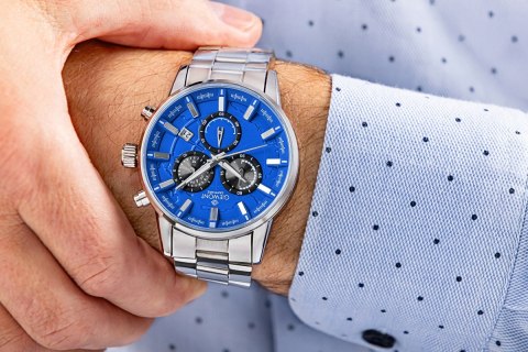 Zegarek Męski Giewont Chronograph Sapphire Srebrno Niebieski GW4580-B3 Giewont