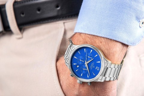 Zegarek Męski Giewont Chronograph Sapphire Srebrno Niebieski GW6310-B3 Giewont