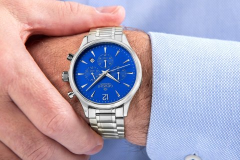 Zegarek Męski Giewont Chronograph Sapphire Srebrno Niebieski GW6310-B3 Giewont