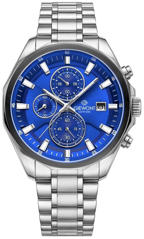 Zegarek Męski Giewont Chronograph Sapphire Srebrno Niebieski GW7290-B3 Giewont