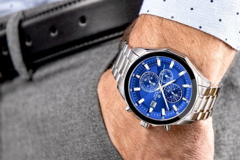 Zegarek Męski Giewont Chronograph Sapphire Srebrno Niebieski GW7290-B3 Giewont