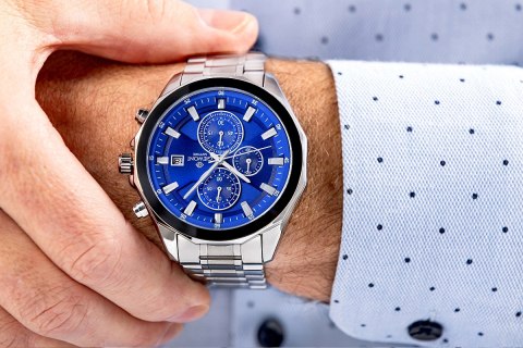 Zegarek Męski Giewont Chronograph Sapphire Srebrno Niebieski GW7290-B3 Giewont