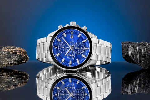 Zegarek Męski Giewont Chronograph Sapphire Srebrno Niebieski GW7290-B3 Giewont