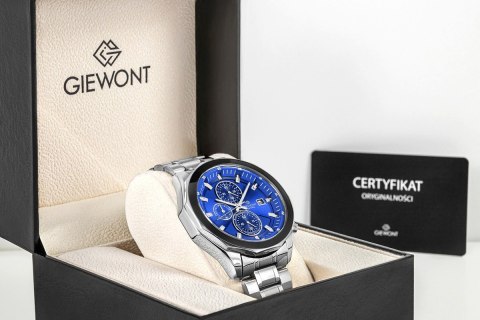 Zegarek Męski Giewont Chronograph Sapphire Srebrno Niebieski GW7290-B3 Giewont