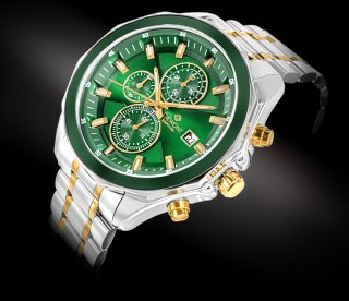 Zegarek Męski Giewont Chronograph Sapphire Srebrno Zielony GW7290-B7 Giewont
