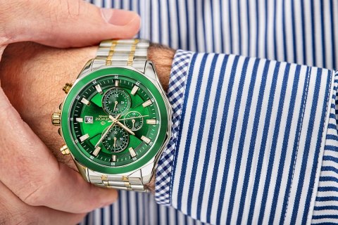 Zegarek Męski Giewont Chronograph Sapphire Srebrno Zielony GW7290-B7 Giewont
