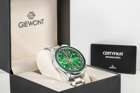 Zegarek Męski Giewont Chronograph Sapphire Srebrno Zielony GW7290-B7 Giewont