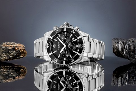 Zegarek Męski Giewont Chronograph Sapphire Srebrny GW3970-B2 Giewont