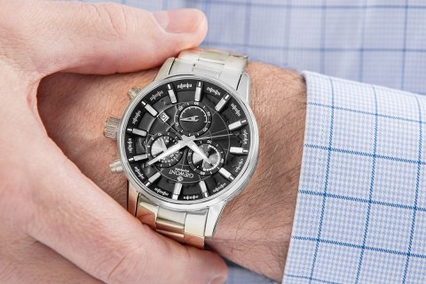 Zegarek Męski Giewont Chronograph Sapphire Srebrny GW4580-B2 Giewont