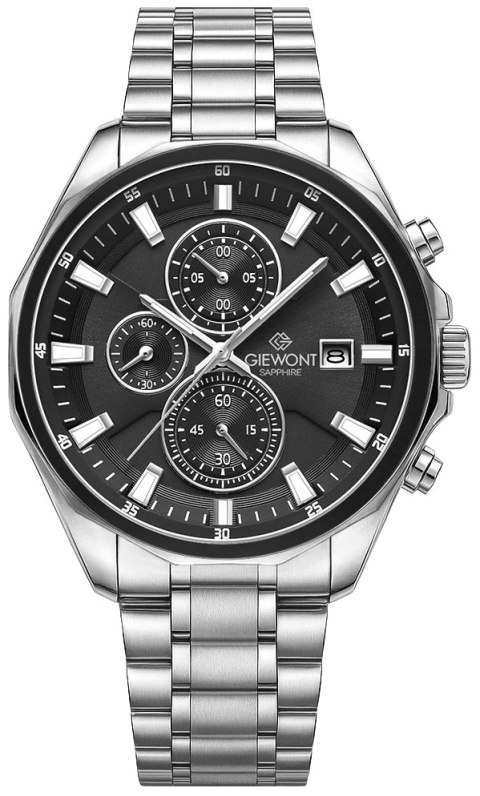 Zegarek Męski Giewont Chronograph Sapphire Srebrny GW7290-B2 Giewont