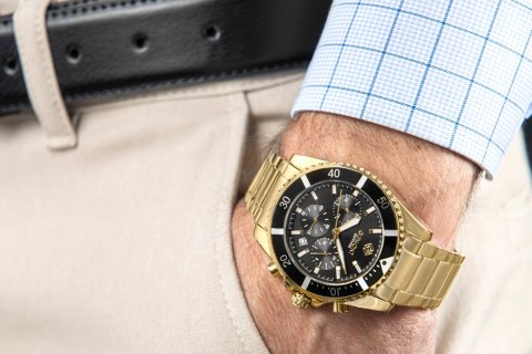 Zegarek Męski Giewont Chronograph Sapphire Złoto Czarny GW3970-B7 Giewont