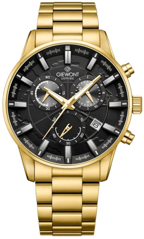 Zegarek Męski Giewont Chronograph Sapphire Złoto Czarny GW4580-B4 Giewont